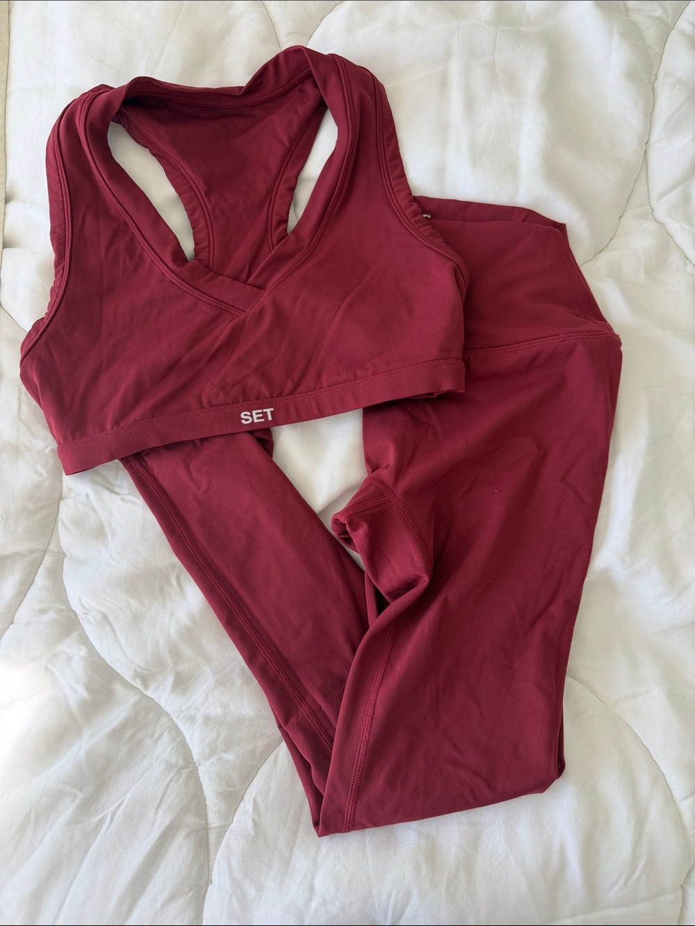 SET Active x PARKE Women's Sports Bra and Leggings in Burgundy
